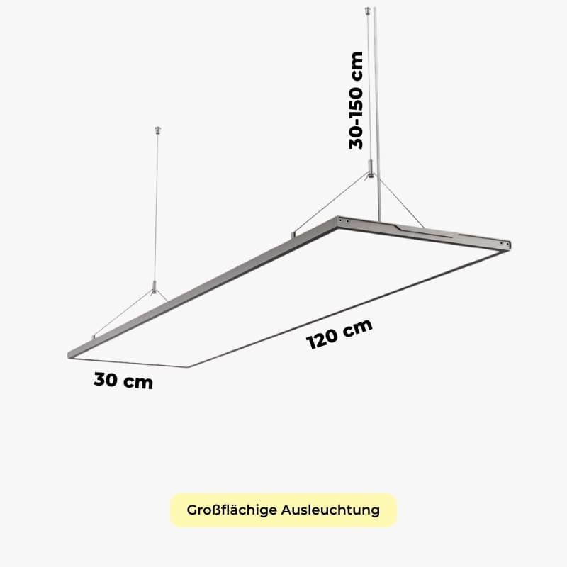 Büro Pendelleuchte Flat 120x30 - Abmessungen-min