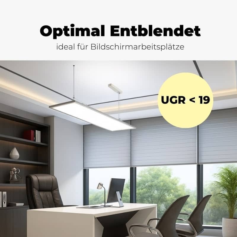 Büro Pendelleuchte Flat 120x30 - Blendfrei-min