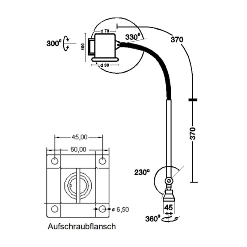 Flexarmleuchte FLEX MFL - Abmessungen-min