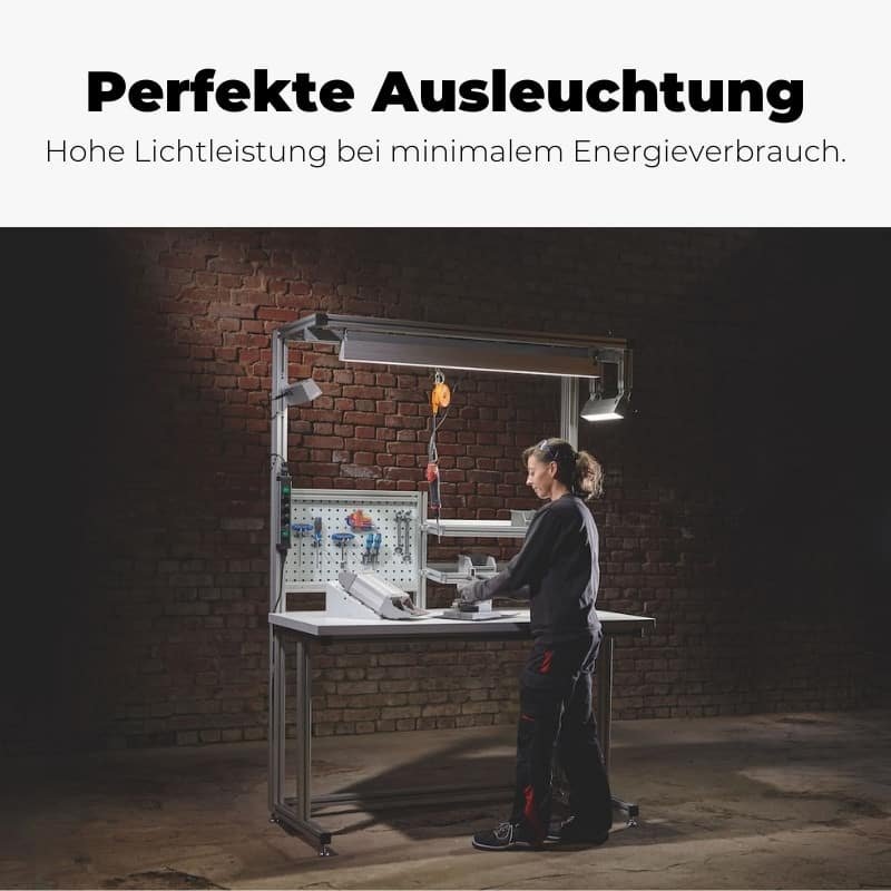 Hochwertige LED-Systemleuchte mit maximaler Lichtleistung für Arbeitsstationen