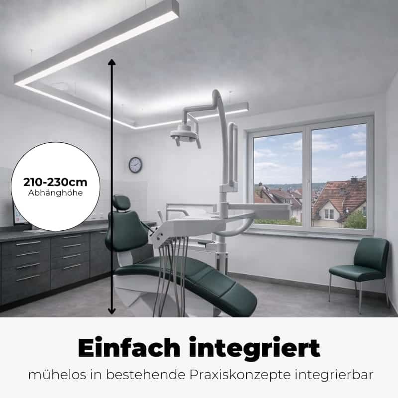 Praxisleuchte U-Dent - Abhänghöhe
