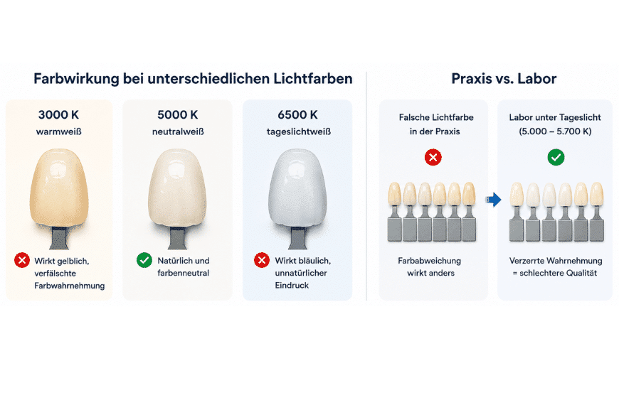 Richtige Lichtfarbe für präzise Farbwiedergabe in der Zahnarztpraxis