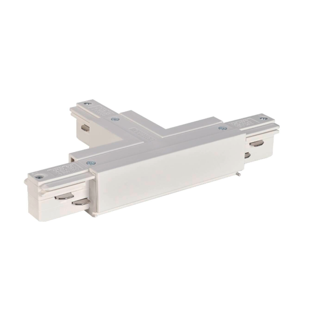 weißer T-Verbinder für 3-Phasen Aufbauschiene